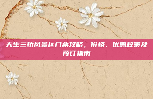 天生三桥风景区门票攻略，价格、优惠政策及预订指南