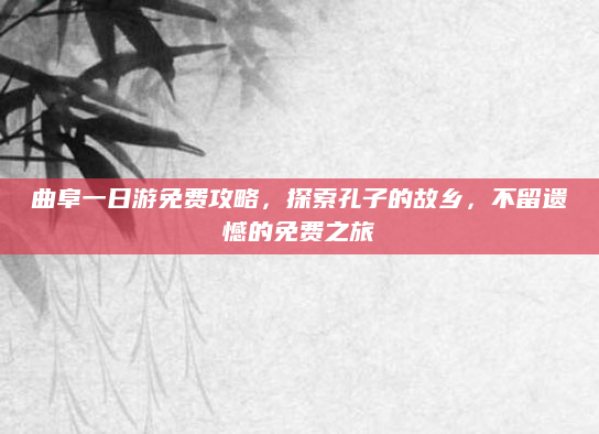 曲阜一日游免费攻略，探索孔子的故乡，不留遗憾的免费之旅