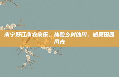 南宁好江南农家乐，体验乡村休闲，感受田园风光