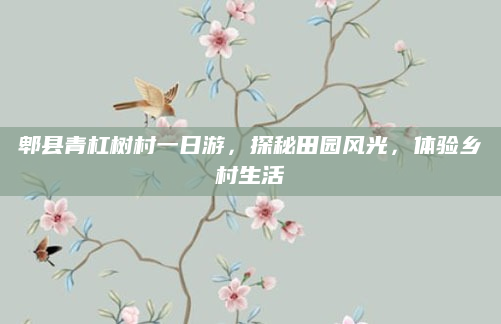 郫县青杠树村一日游，探秘田园风光，体验乡村生活
