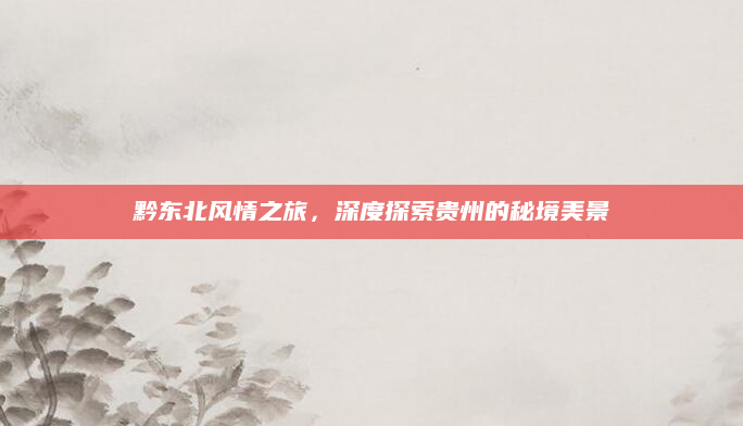 黔东北风情之旅，深度探索贵州的秘境美景