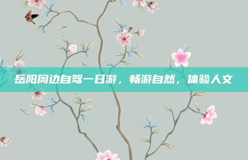 岳阳周边自驾一日游，畅游自然，体验人文