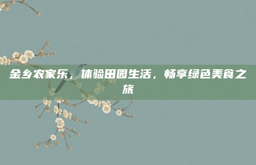 金乡农家乐，体验田园生活，畅享绿色美食之旅