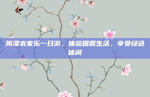 鹰潭农家乐一日游，体验田园生活，享受绿色休闲