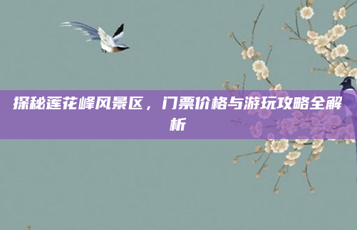 探秘莲花峰风景区，门票价格与游玩攻略全解析