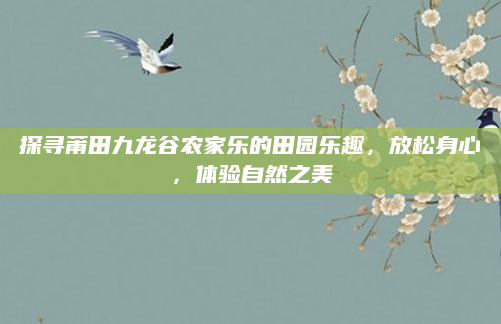 探寻莆田九龙谷农家乐的田园乐趣，放松身心，体验自然之美