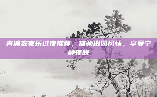 青浦农家乐过夜推荐，体验田园风情，享受宁静夜晚