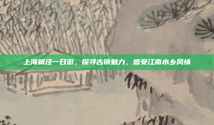 上海枫泾一日游,探寻古镇魅力,感受江南水乡风情