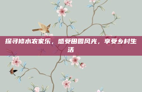 探寻修水农家乐,感受田园风光,享受乡村生活
