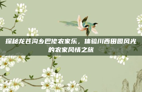 探秘龙苍沟乡巴佬农家乐，体验川西田园风光的农家风情之旅