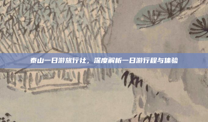 泰山一日游旅行社，深度解析一日游行程与体验