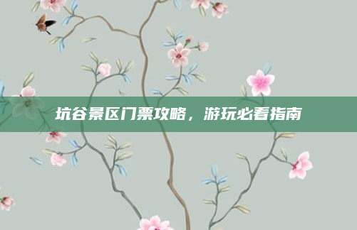 坑谷景区门票攻略，游玩必看指南