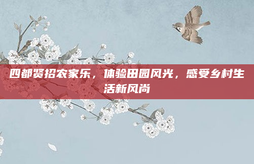 四都贤招农家乐，体验田园风光，感受乡村生活新风尚