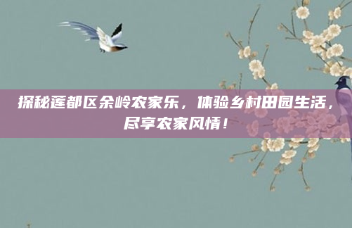 探秘莲都区余岭农家乐，体验乡村田园生活，尽享农家风情！