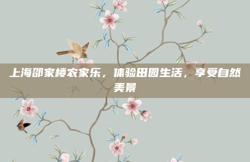 上海邵家楼农家乐，体验田园生活，享受自然美景