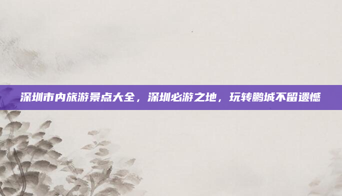 深圳市内旅游景点大全，深圳必游之地，玩转鹏城不留遗憾