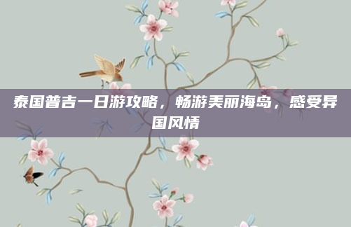 泰国普吉一日游攻略，畅游美丽海岛，感受异国风情