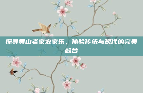 探寻黄山老家农家乐，体验传统与现代的完美融合