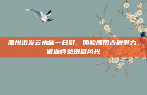 漳州出发云水谣一日游，体验闽南古厝魅力，邂逅诗意田园风光