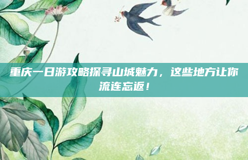 重庆一日游攻略探寻山城魅力，这些地方让你流连忘返！