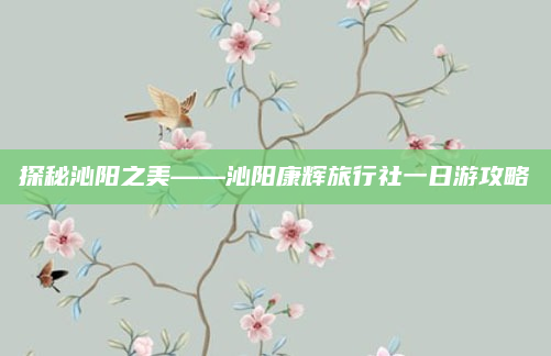 探秘沁阳之美——沁阳康辉旅行社一日游攻略