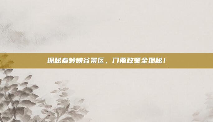 探秘秦岭峡谷景区,门票政策全揭秘!