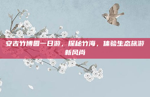 安吉竹博园一日游，探秘竹海，体验生态旅游新风尚