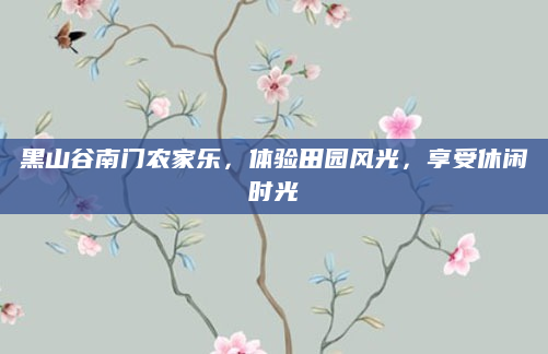 黑山谷南门农家乐，体验田园风光，享受休闲时光