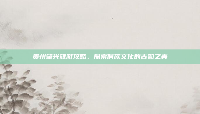 贵州肇兴旅游攻略，探索侗族文化的古韵之美