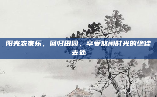 阳光农家乐，回归田园，享受悠闲时光的绝佳去处