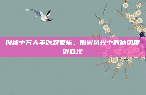 探秘中方大丰源农家乐，田园风光中的休闲度假胜地