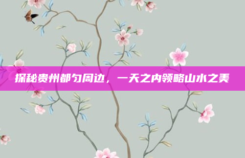 探秘贵州都匀周边,一天之内领略山水之美