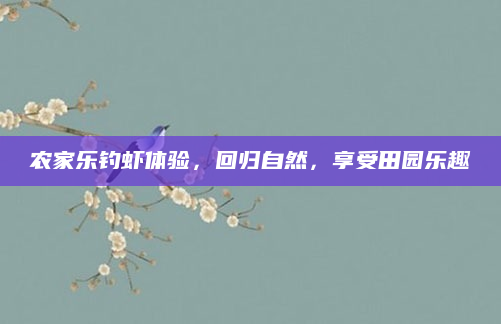 农家乐钓虾体验,回归自然,享受田园乐趣