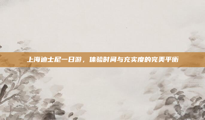 上海迪士尼一日游，体验时间与充实度的完美平衡