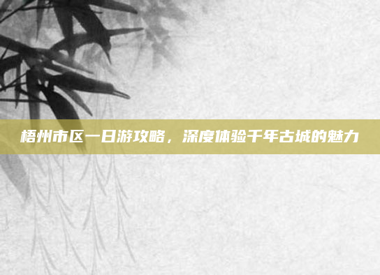 梧州市区一日游攻略，深度体验千年古城的魅力