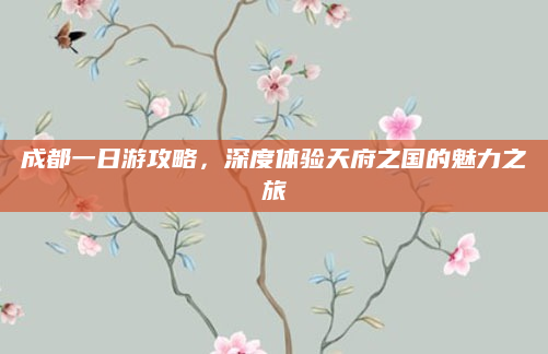 成都一日游攻略,深度体验天府之国的魅力之旅