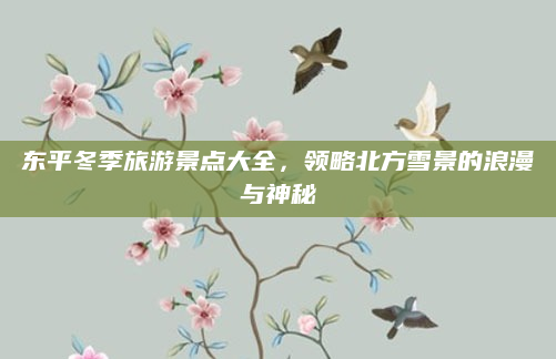 东平冬季旅游景点大全,领略北方雪景的浪漫与神秘