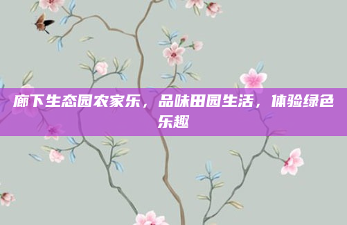 廊下生态园农家乐,品味田园生活,体验绿色乐趣
