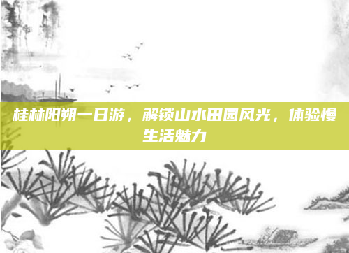 桂林阳朔一日游,解锁山水田园风光,体验慢生活魅力