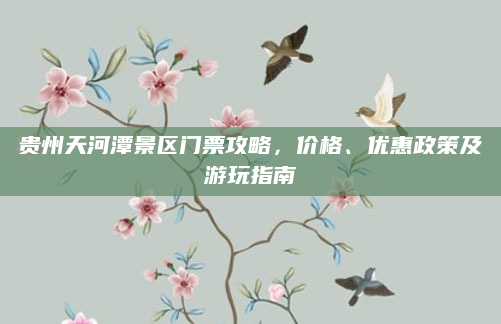 贵州天河潭景区门票攻略,价格、优惠政策及游玩指南