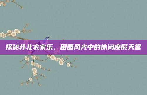 探秘苏北农家乐，田园风光中的休闲度假天堂