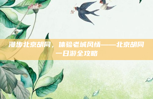 漫步北京胡同,体验老城风情——北京胡同一日游全攻略