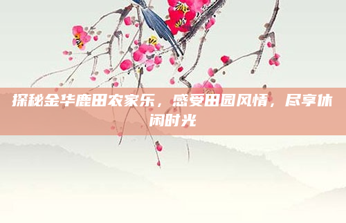 探秘金华鹿田农家乐,感受田园风情,尽享休闲时光