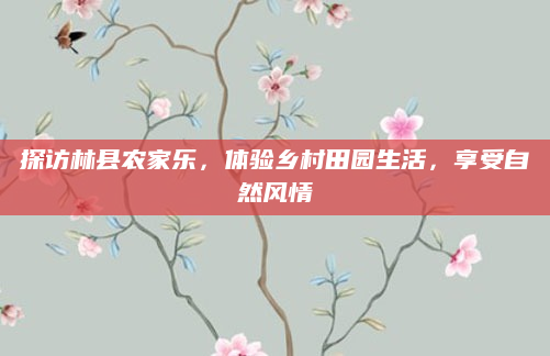 探访林县农家乐,体验乡村田园生活,享受自然风情