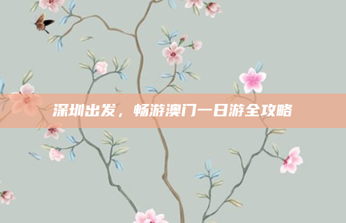 深圳出发，畅游澳门一日游全攻略