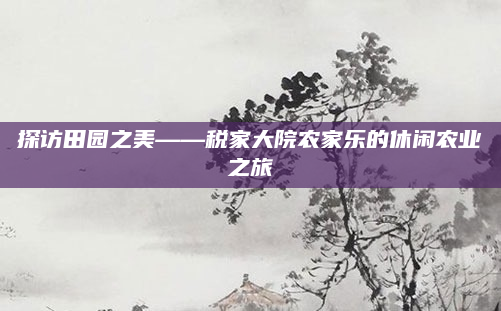 探访田园之美——税家大院农家乐的休闲农业之旅