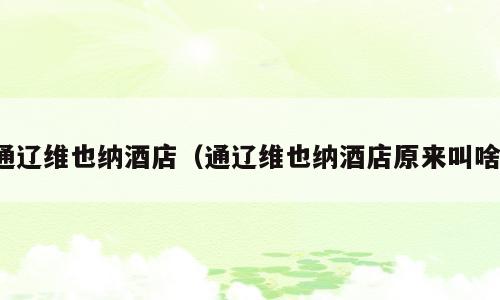 通辽维也纳酒店（通辽维也纳酒店原来叫啥）