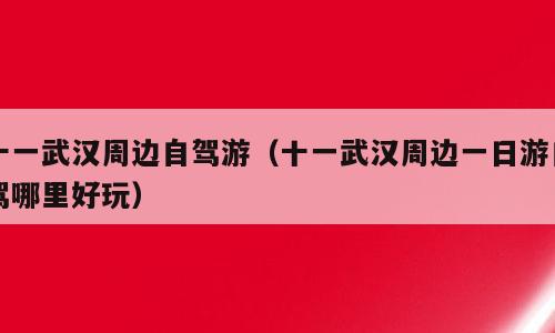 十一武汉周边自驾游（十一武汉周边一日游自驾哪里好玩）