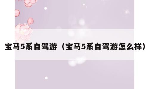 宝马5系自驾游（宝马5系自驾游怎么样）
