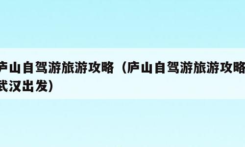 庐山自驾游旅游攻略（庐山自驾游旅游攻略 武汉出发）